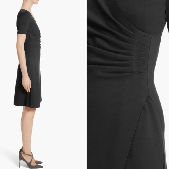 Armani Collezioni Milano Jersey Faux Wrap Navy Midi Dress Minimalist - Picture 13 of 16